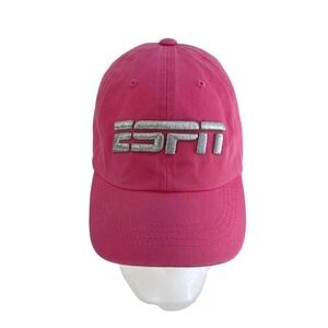 ESPN Baseball Hat Cap Embroidered Logo Adjustable Pink Silver Adult Strapback